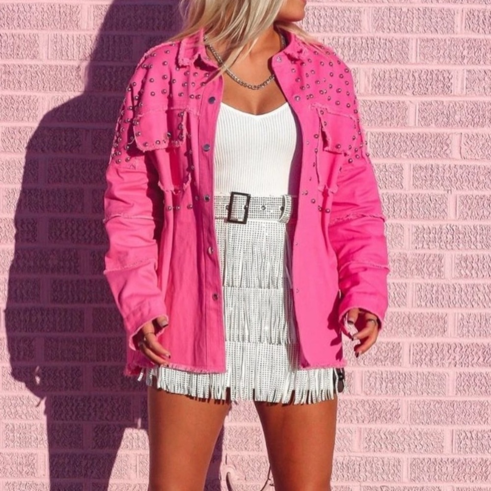 Pink Studded Shacket
